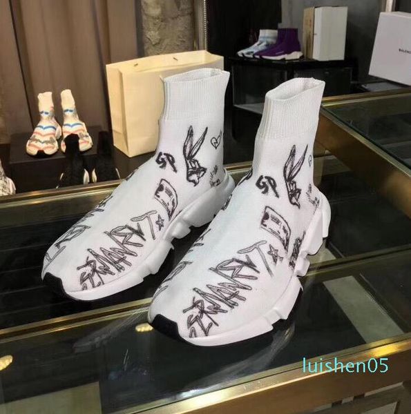 

trainers tripler speed trainer luxury designer womens casual shoes glitter brand sneakers socks boots runners sock shoes al05, Black