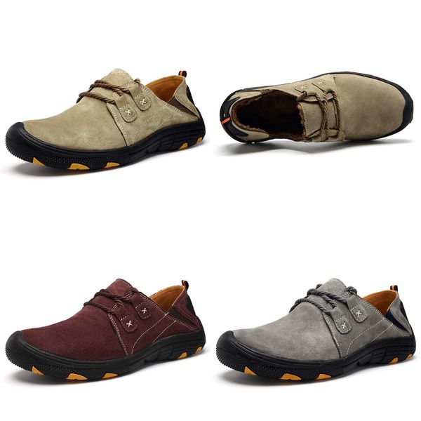 

fashion casual sneakers men genuine leather shoes men loafers suede men winter shoes outdoor training shoes walking zapatos, Black