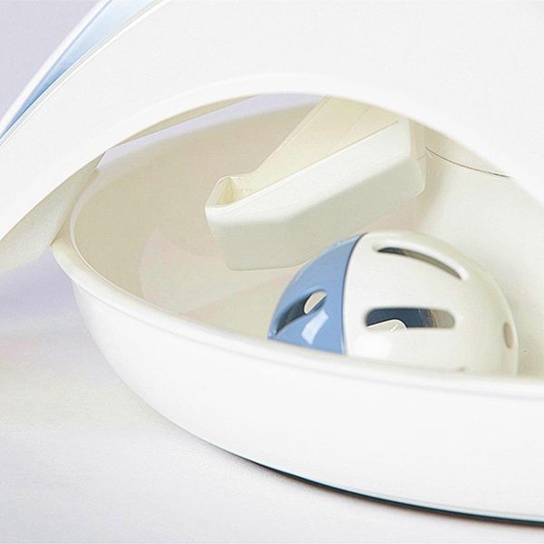 

blue and white pet puzzle cat toy food leak food dispenser feeder interactive fun toy 360 degree rotating bell ball other cat supplies