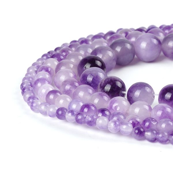 

purple violet jade stone quartz round loose beads agate for muslim rosary accessory 4/6/8/10mm beads for amethyst jewelry making