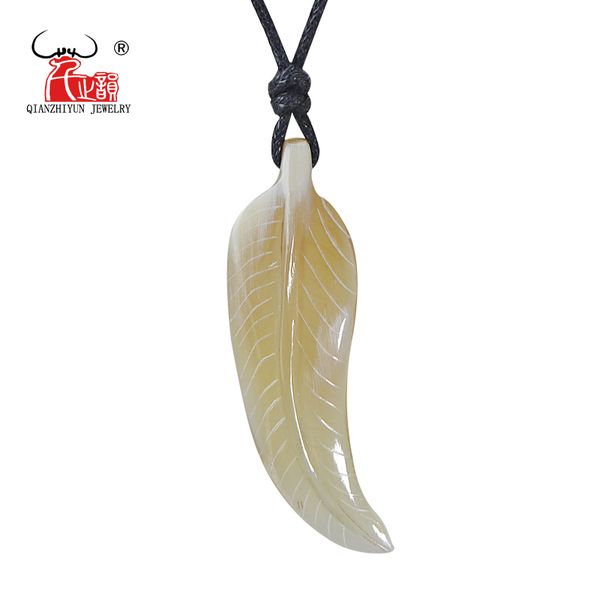 

1pc new zealand surfer handmade carved feather yak horn pendant primitive tribal necklace gifts for men and women, Silver