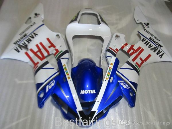 

zxmotor 7gifts fairing kit for yamaha r1 2000 2001 white blue fairings yzf r1 00 01 hn76