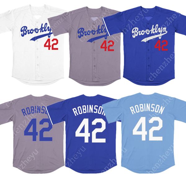 

2019 men's 42 jackie robinson jersey los angeles brooklyn white blue grey baseball jerseys, Blue;black