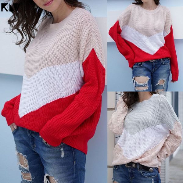 

2019 autumn women ladies slimming color stiching sweater knitted pullover jumper oversized ulzzang female outwear clothing, White;black