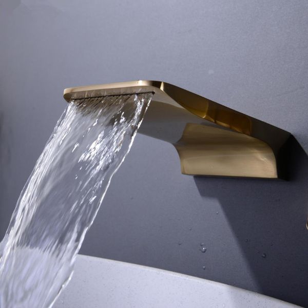 

Faucet Spout, Flat Bathroom Basin Sink Water Outlet Replacement, Valve not Included, Matte Black, Chrome, Brushed Gold