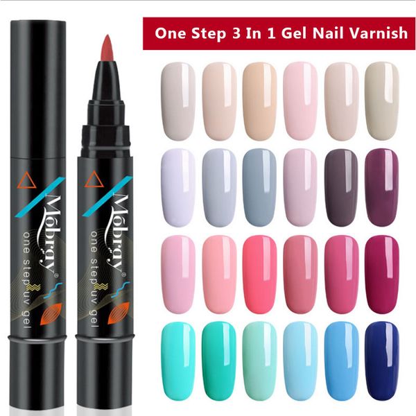 

8ml 3 in 1 convenient nail gel varnish pencil one step gel nail pen no need base primer 3 in 1 uv lacquer glitter polish, Red;pink