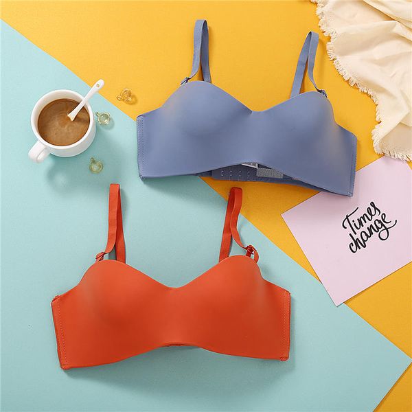 

bras women seamless bra bralette female push up lingerie underwear solid color 1/2 cup brassiere adjustable strap, Red;black