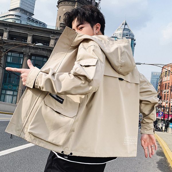 

men's coat 2019 new style autumn versatile spring and autumn jacket cowboy korean-style trend men's wear workwear handsome cloth, Black;brown