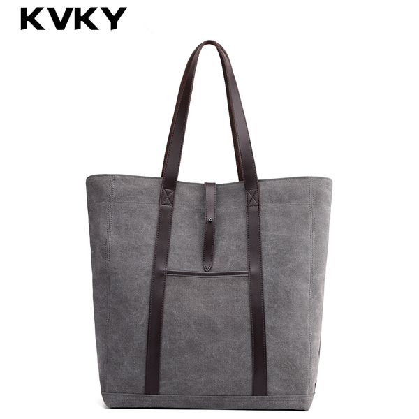 

kvky canvas women handbags vintage large capacity solid female single shoulder bag brand stylish casual tote bucket bolsas mujer