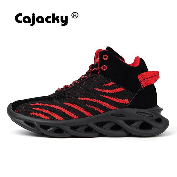 

cajacky men jogging sneakers fashion men running shoes black red white outdoor sport trainers medium upper