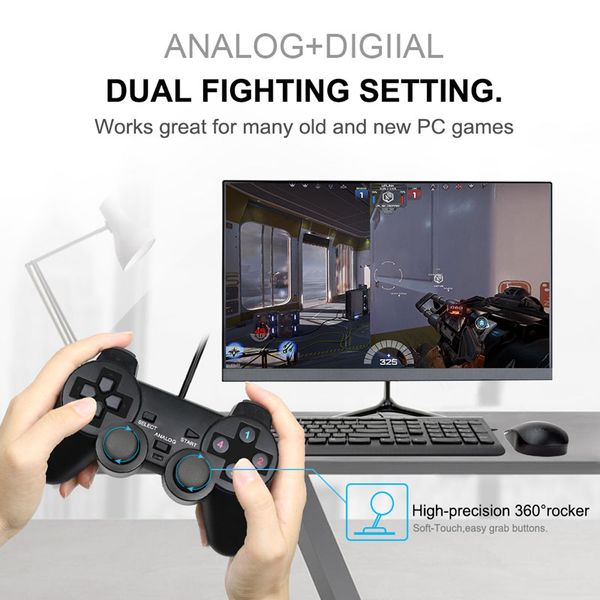 

wired usb pc gamepad for winxp/win7/win8/win10 for pc computer lapblack game controller