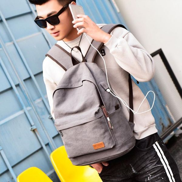 

shoulder canvas bag usb travel backpacker computer bag student