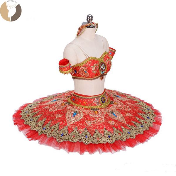

Performance cla ical ballet tutu le cor aire tage co tume for the role la bayadere two piece red pancake tutu kirt for ale at1311