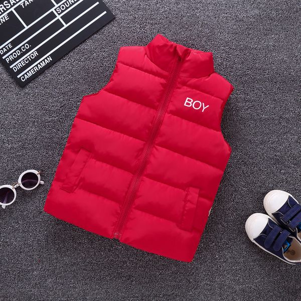 

2019 autumn and winter new childrens vest stand collar boys and girls down cotton vest baby warm vest wear