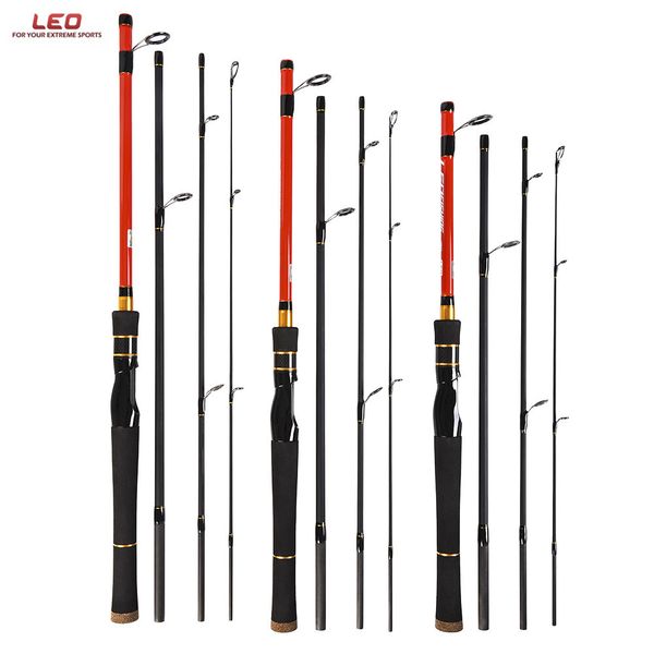 

leo carbon fiber spinning fishing rods 1.8m/1.98/2.1m casting travel rod 4 sections eva & cork handle fishing lure rod for pesca