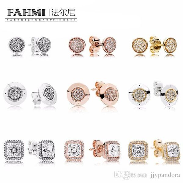 

wpennyi 100% 925 sterling silver & rose gold color forever stud earrings with clear cz for women original fine jewelry gift, Golden;silver
