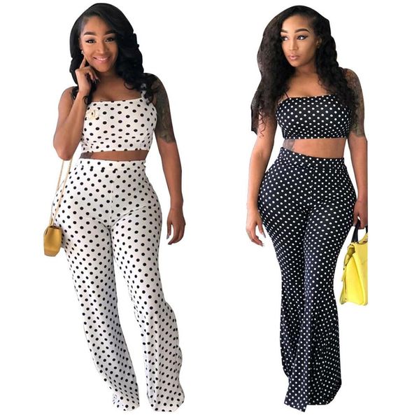 

горошек pattern sexy fashion женщины спортивный костюм камзол из двух частей наряды плюс размер женская одежда большие труба брюки, Gray