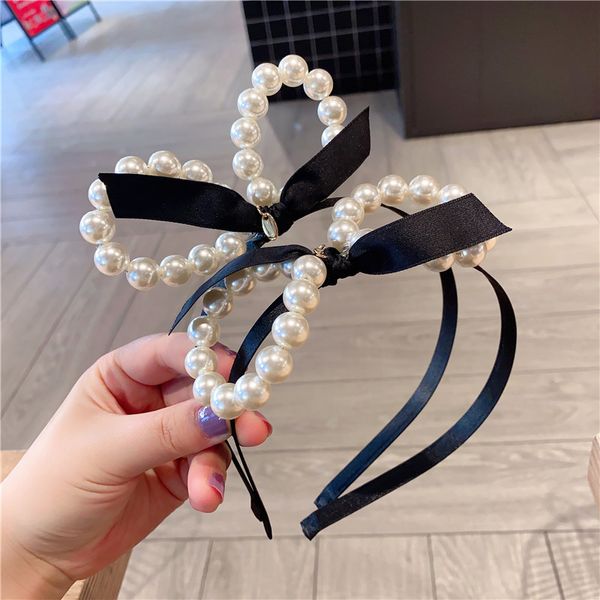 

new korea fashion hair hoop fashion lady fresh for girl hair jewelry accessories headband small pearl bow hoop, Golden;white