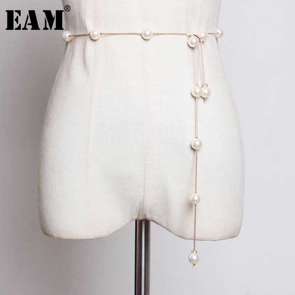 

eam] 2020 new spring summer metal pearl split joint temperament personality long belt women fashion tide all-match ju454, Black;brown