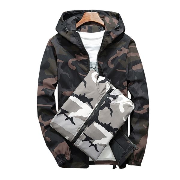 

autumn men women hooded jacket fashion hip hop jacket youth boys printing college casual coat windbreaker zipper camouflage, Black;brown
