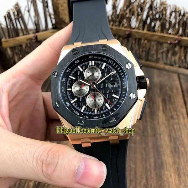 

version royal 26401ro.oo.a002ca.01 black dial cal.3126 automatic mens watch 26400au sapphire rose gold case rubber strap sport watches, Slivery;brown