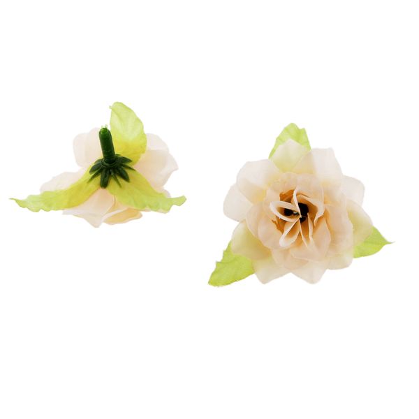 

50x artificial flower rasa head plants leaf decoration wedding party home color apricot
