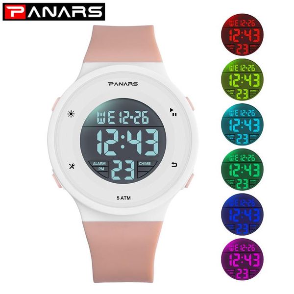 

panars new student watch colorful luminous clock alarm waterproof sports chiildren led digital watch for girls boys nino digital, Blue