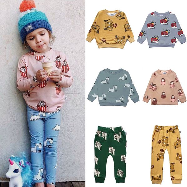 

enkelibb 2019 aw toddler boys sweatshirt and pants kids girls long sleeve fox print children autumn sweatshirts baby t200103, Red;yellow