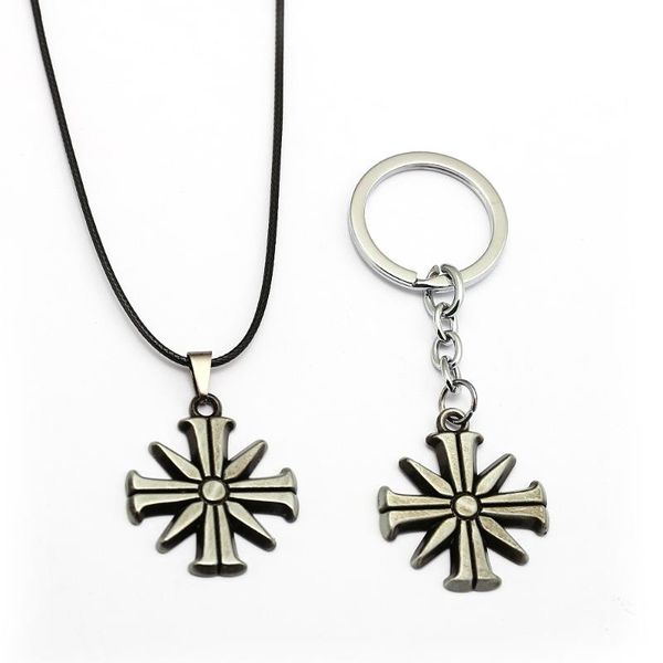 

game jewelry keychain far cry 5 metal cross pendants women statement necklace keyring men choker accessory, Silver