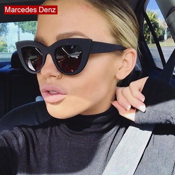 

2019 fashion vintage ladies cat eye sunglasses women luxury retro big frame sun glasses gafas feminino, Silver