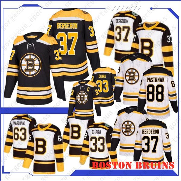 

new 33 zdeno chara boston bruins hockey jerseys 63 brad marchand 37 patrice bergeron 88 david pastrnak 4 bobby orr 2019 jerseys, Black;red