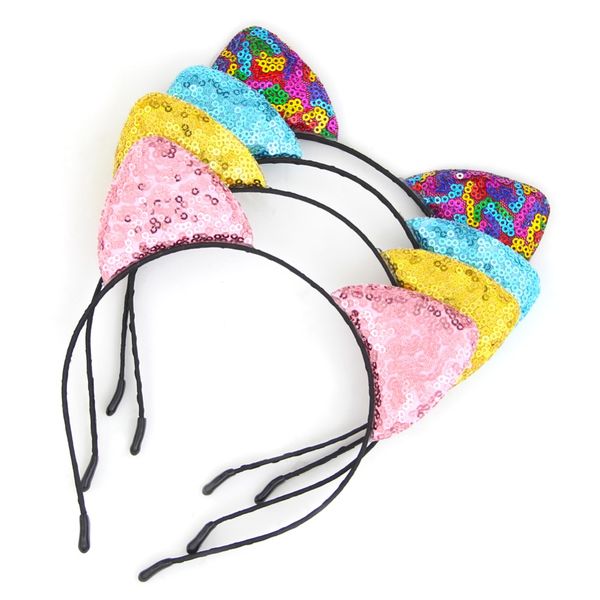 

2018 new women & children cute cat ears bezel for girls hair accessories sequins hairband cats ear headband party gifts