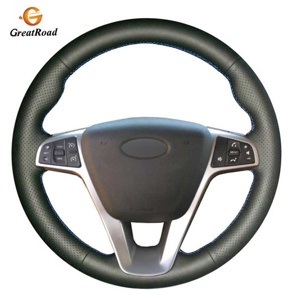 

hand-stitched black pu artificial leather car steering wheel cover for lada vesta 2015 2016 2017 2018 2019 xray 2015-2019