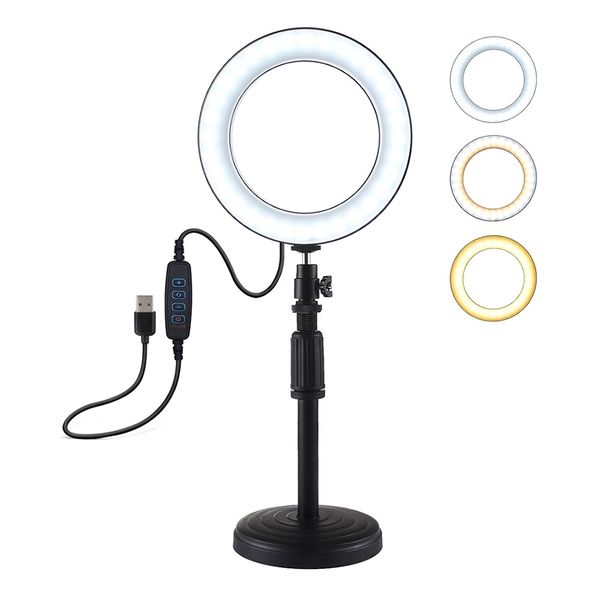 

3.5-4.7inch dimmable led deskring light with holder camera ringlight for youtube video live shooting p selfie pgraphy studio