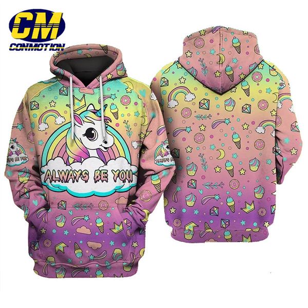 

pink unicorn cute 3d hoodie pullover, Black