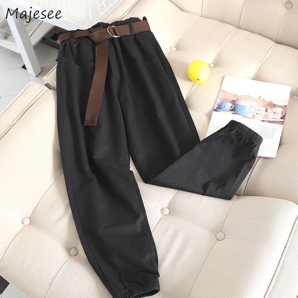 

high waist pants women pockets solid ankle-length bf womens korean style loose sweatpants females harajuku casual trousers chic, Black;white