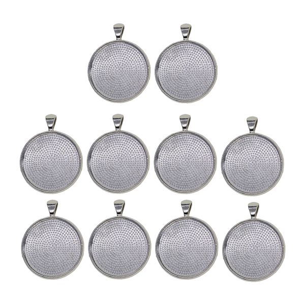 

10x round virgin tray bezel for cabochon necklace pendant, Black