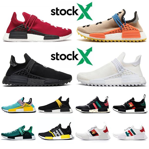 

originals stock x 2020 new pharrell williams running shoes nmd human race r1 shoes black white human races mens womens designer sneakers