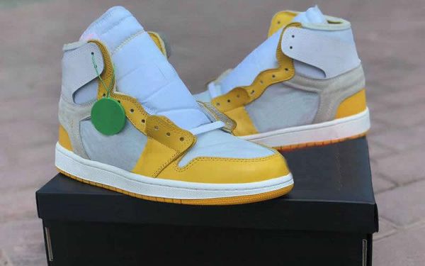 

лучшие дизайнерские баскетбольные туфли og quality 1 high og canary yellow white special edition i collaboration fashion sport trainers крос
