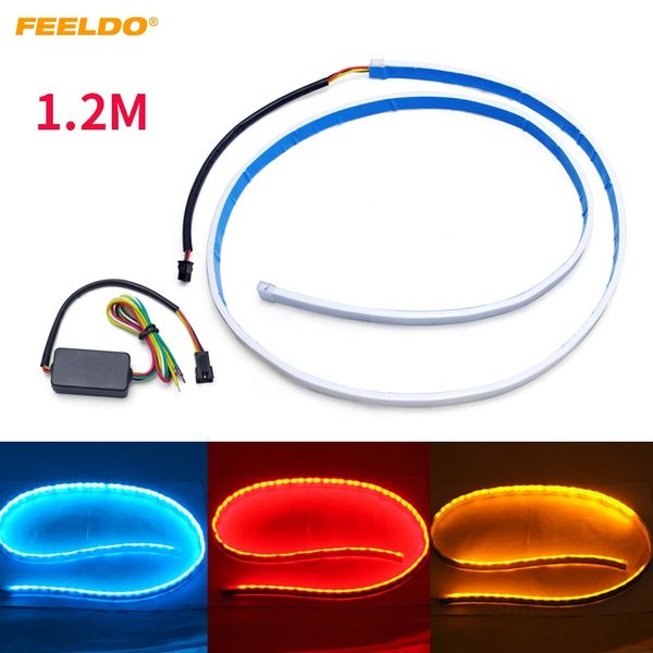 

feeldo 5set car rear tail box light streamer brake turn signal led strip drl light tail #3035