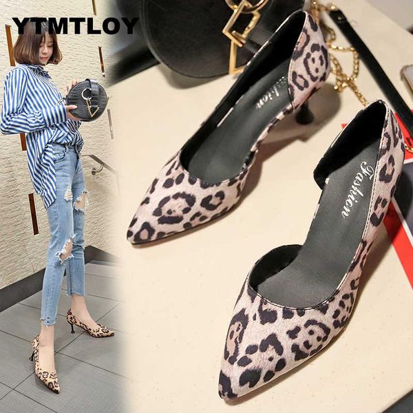 

plus size 33-43 leopard women pumps high heels sandals pointed toe shoes women slippers shoes sandals wedding r9, Black;white