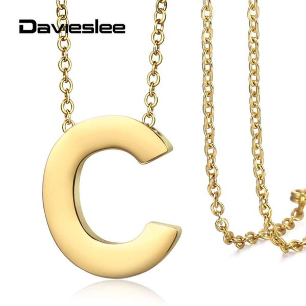 

slideinitial letter pendant necklaces women fashionjewelrynameletterpendant charm womens stainlesssteel link chain lkpm149, Silver