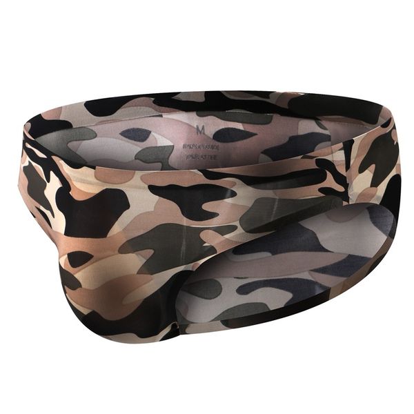 

men's ice silk seamless underwear camouflage triangle low waist 3d convex ultra-thin breathable2020, Black;white