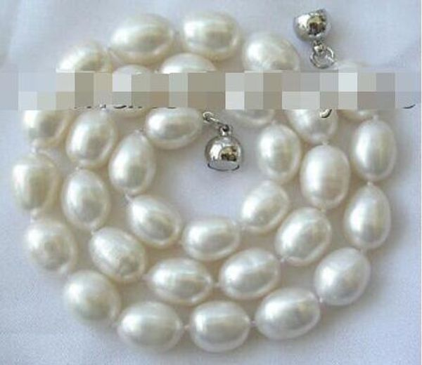 

impressive great 10-11mm baroque white freshwater cultured pearl necklace s1062, Silver