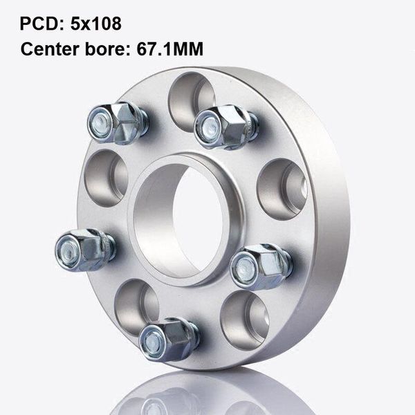 

2pcs 25mm thick pcd 5x108 cb 67.1mm aluminum alloy wheel flange spacers adapters