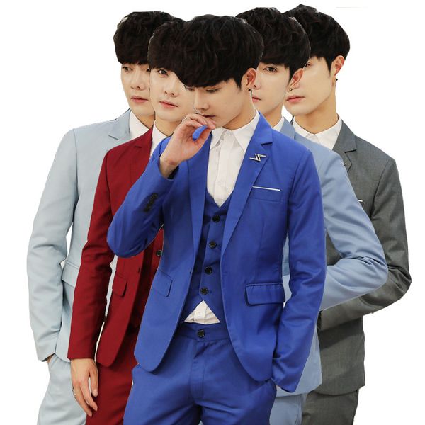 

2018 autumn new style men's fashion single west jacket korean-style slim fit single row of a buckle suit men's suit chusihai, White;black