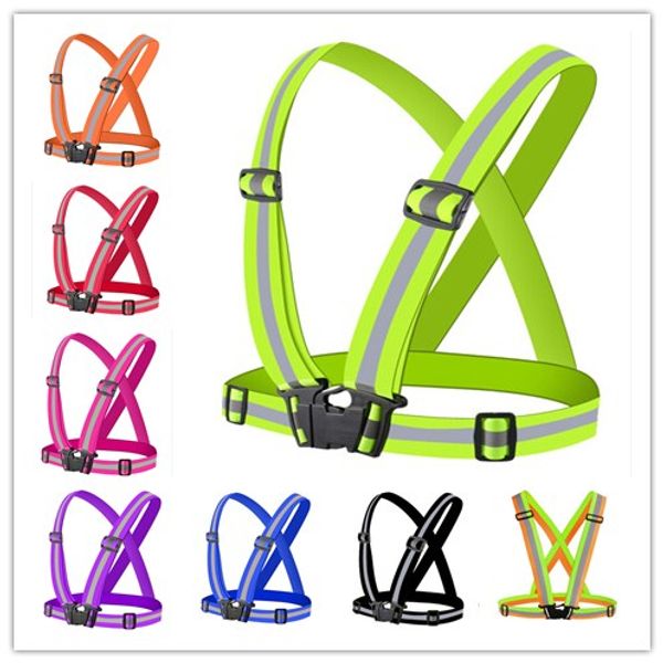 

adjustable safety security high visibility reflective vest gear stripes jacket night running wholesale safety work reflective vest clothes, Black;white