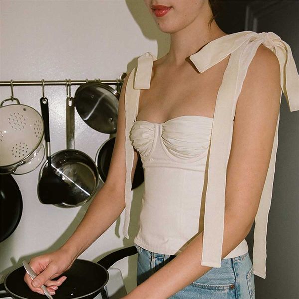 

2019 summer brand new women tanks camis lace up crop off shoulder slim bustier bralette beach tees vkts1106, White