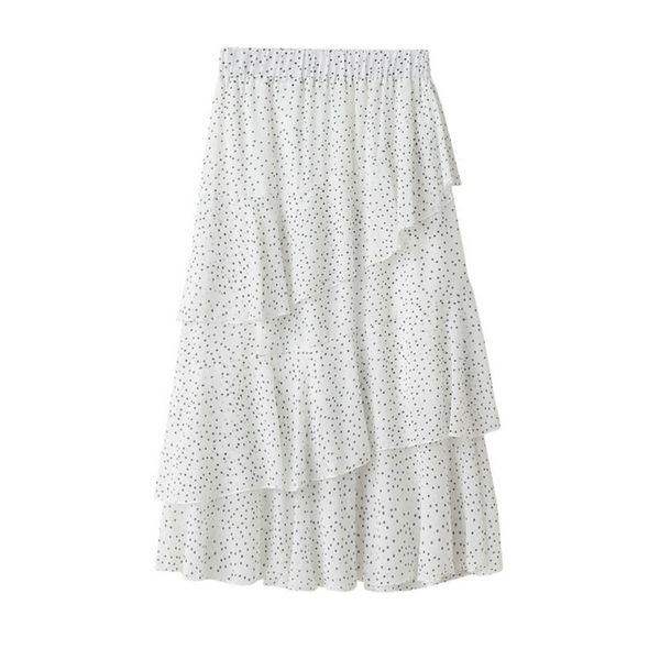 

sleeper #w401 2019 summer fashion dotted female pleated high waist tutu skirt beading tulle midi skirt white black ing