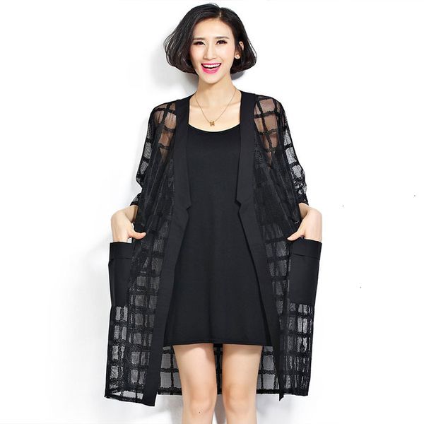 

blouse women new plus size chiffon coat summer style fashion womens clothing big size black loose half sleeve lady long cardigan, White